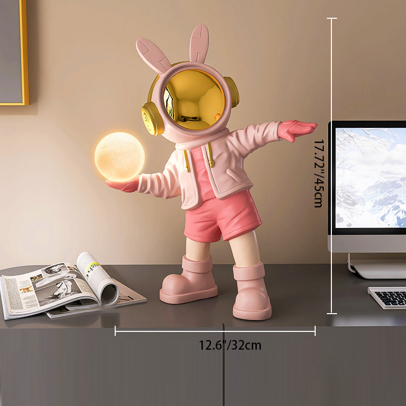 Lumendat Contemporary Creative Cartoon Kids Astronaut Rabbit Resin PC LED Table Lamp For Bedroom Lumendat