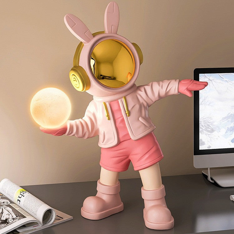Lumendat Contemporary Creative Cartoon Kids Astronaut Rabbit Resin PC LED Table Lamp For Bedroom Lumendat