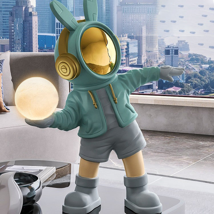 Lumendat Contemporary Creative Cartoon Kids Astronaut Rabbit Resin PC LED Table Lamp For Bedroom Lumendat
