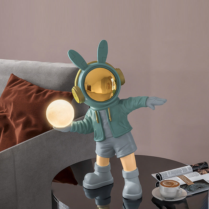Lumendat Contemporary Creative Cartoon Kids Astronaut Rabbit Resin PC LED Table Lamp For Bedroom Lumendat
