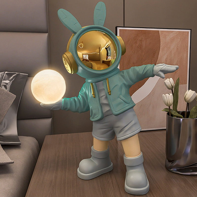 Lumendat Contemporary Creative Cartoon Kids Astronaut Rabbit Resin PC LED Table Lamp For Bedroom Lumendat