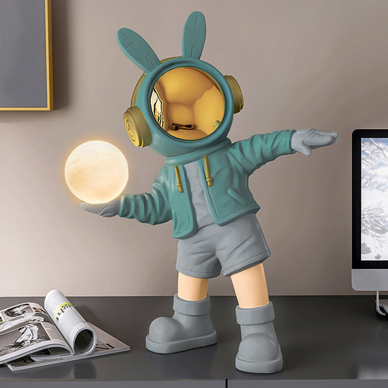 Lumendat Contemporary Creative Cartoon Kids Astronaut Rabbit Resin PC LED Table Lamp For Bedroom Lumendat
