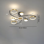 Contemporary Scandinavian Branch Round Iron Acrylic LED Semi-flush Mount Ceiling Light for Living Room BulbSquare
