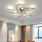 Contemporary Scandinavian Branch Round Iron Acrylic LED Semi-flush Mount Ceiling Light for Living Room BulbSquare
