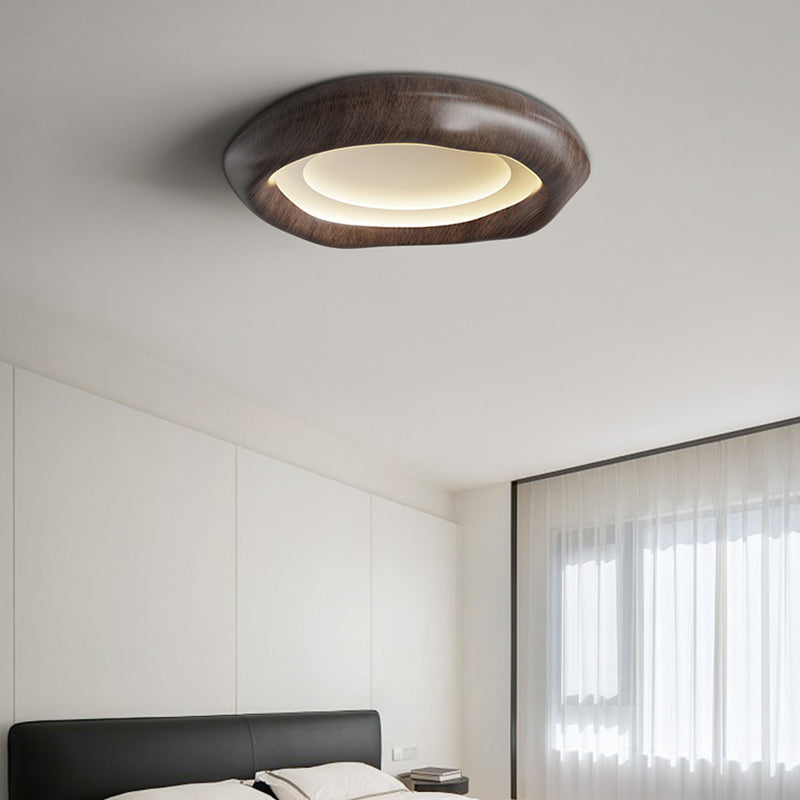 Traditional Vintage Irregular Round ABS Iron Acrylic LED Flush Mount Ceiling Light For Bedroom