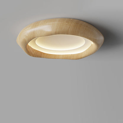 Traditional Vintage Irregular Round ABS Iron Acrylic LED Flush Mount Ceiling Light For Bedroom