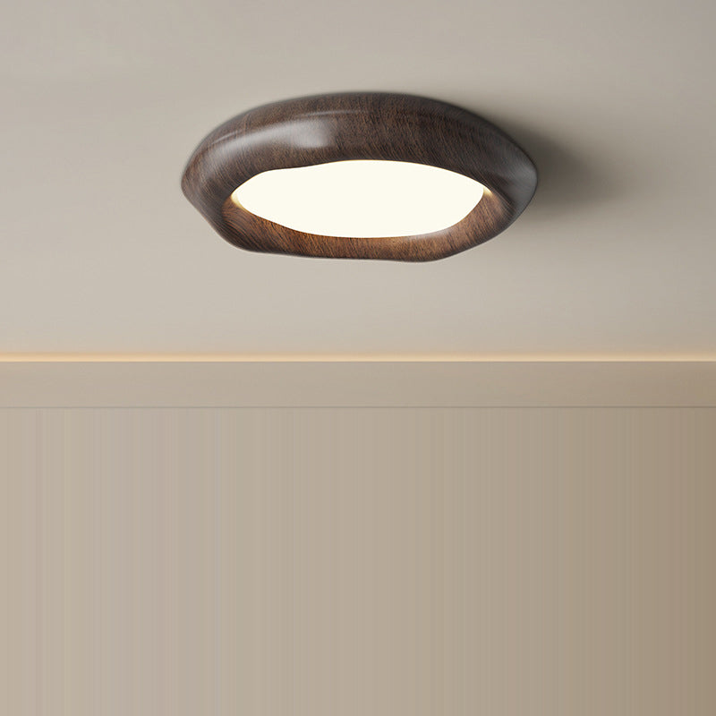 Traditional Vintage Irregular Round ABS Iron Acrylic LED Flush Mount Ceiling Light For Bedroom