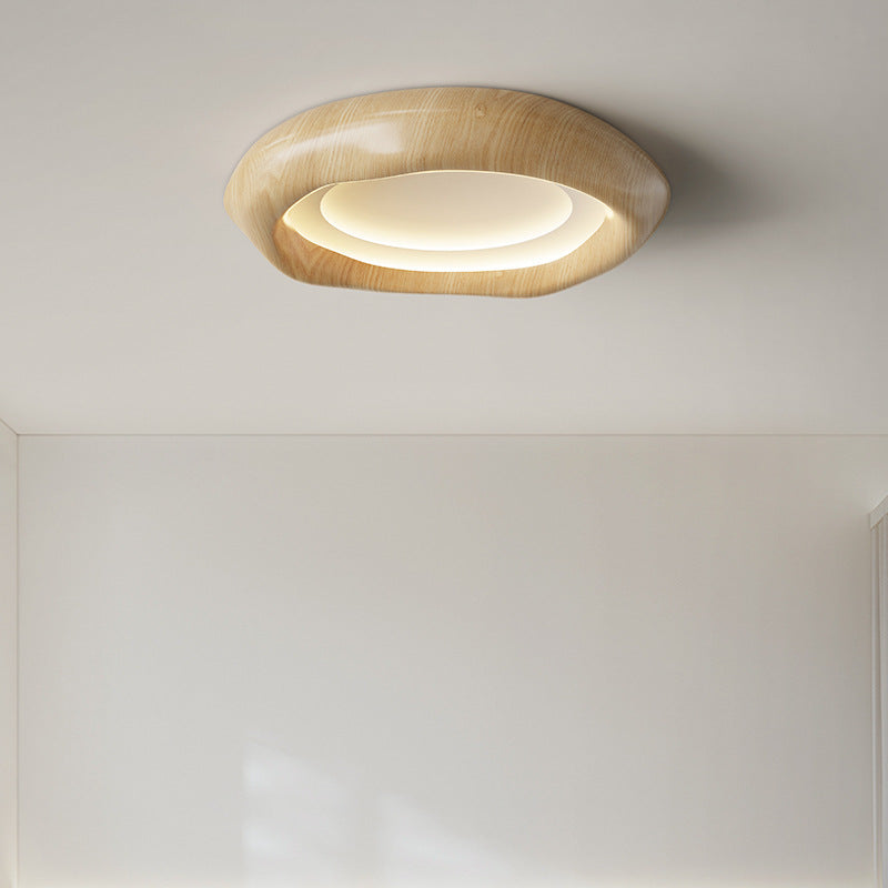 Traditional Vintage Irregular Round ABS Iron Acrylic LED Flush Mount Ceiling Light For Bedroom