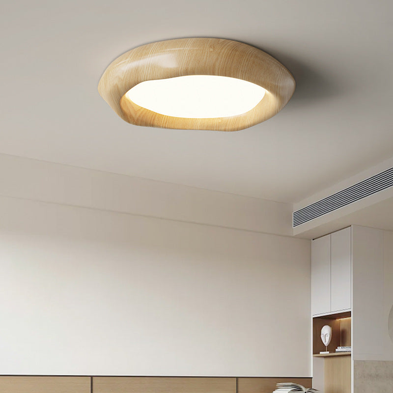 Traditional Vintage Irregular Round ABS Iron Acrylic LED Flush Mount Ceiling Light For Bedroom