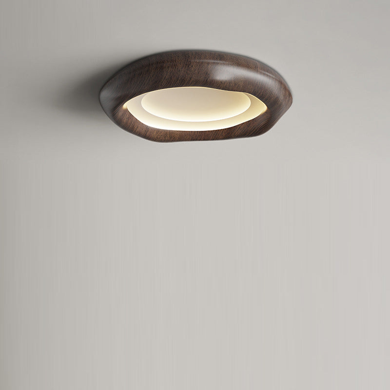 Traditional Vintage Irregular Round ABS Iron Acrylic LED Flush Mount Ceiling Light For Bedroom