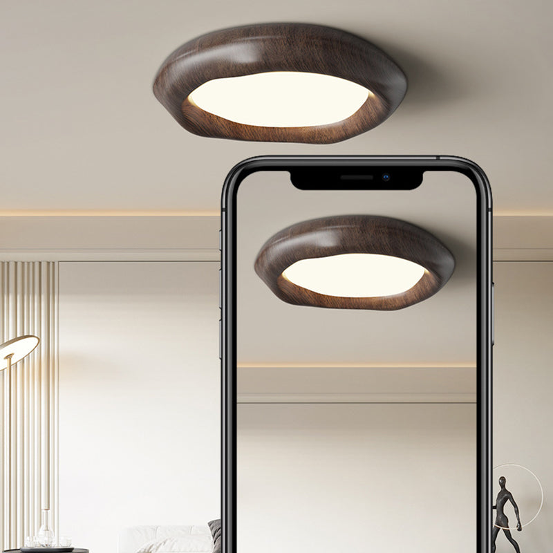 Traditional Vintage Irregular Round ABS Iron Acrylic LED Flush Mount Ceiling Light For Bedroom
