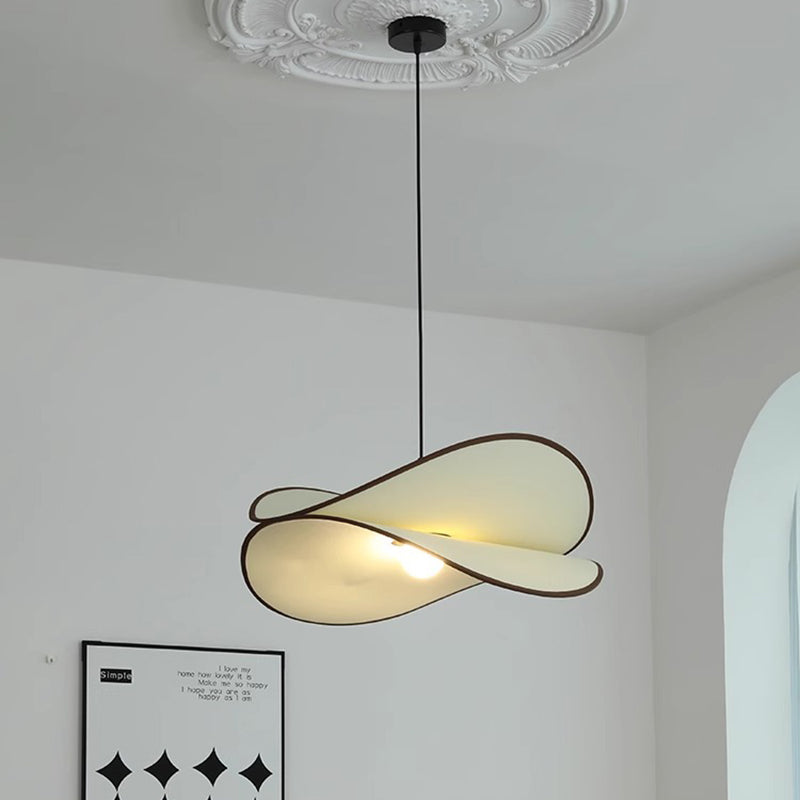 Traditional Vintage Slice Curved Double Metal Fabric 1-Light Pendant Light For Living Room