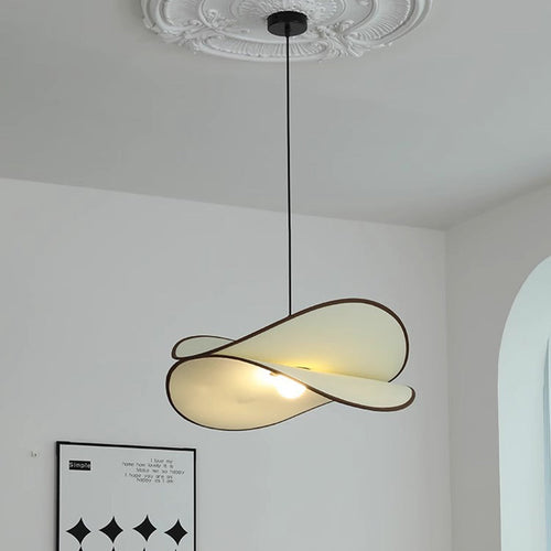 Traditional Vintage Slice Curved Double Metal Fabric 1-Light Pendant Light For Living Room