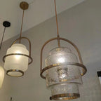 Modern Luxury Cylinder Arc Iron Glass 1-Light Pendant Light For Living Room