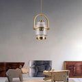 Modern Luxury Cylinder Arc Iron Glass 1-Light Pendant Light For Living Room
