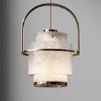 Modern Luxury Cylinder Arc Iron Glass 1-Light Pendant Light For Living Room