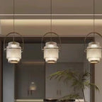 Modern Luxury Cylinder Arc Iron Glass 1-Light Pendant Light For Living Room