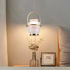 Modern Luxury Cylinder Arc Iron Glass 1-Light Pendant Light For Living Room