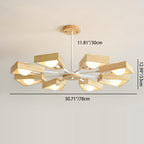 Contemporary Scandinavian Trapezoidal Branch Disc Base Iron Wood 3/5/6/8 Chandelier for Living Room BulbSquare