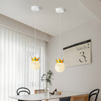 Contemporary Scandinavian Ball Crown Iron ABS Resin 1/3 Light Pendant Light For Bedroom