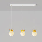 Contemporary Scandinavian Ball Crown Iron ABS Resin 1/3 Light Pendant Light For Bedroom