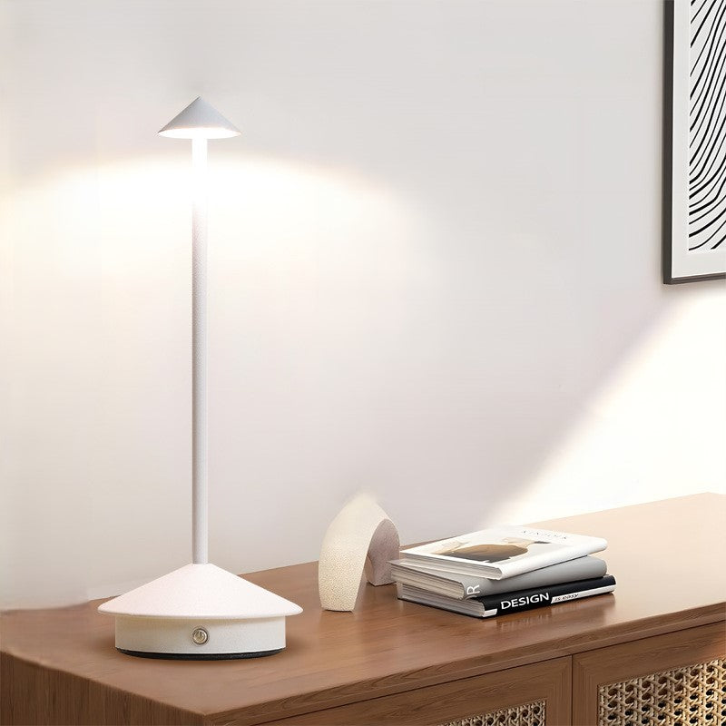 Contemporary Creative Cone Mushroom Aluminum Acrylic LED Table Lamp For Bedroom Lumendat