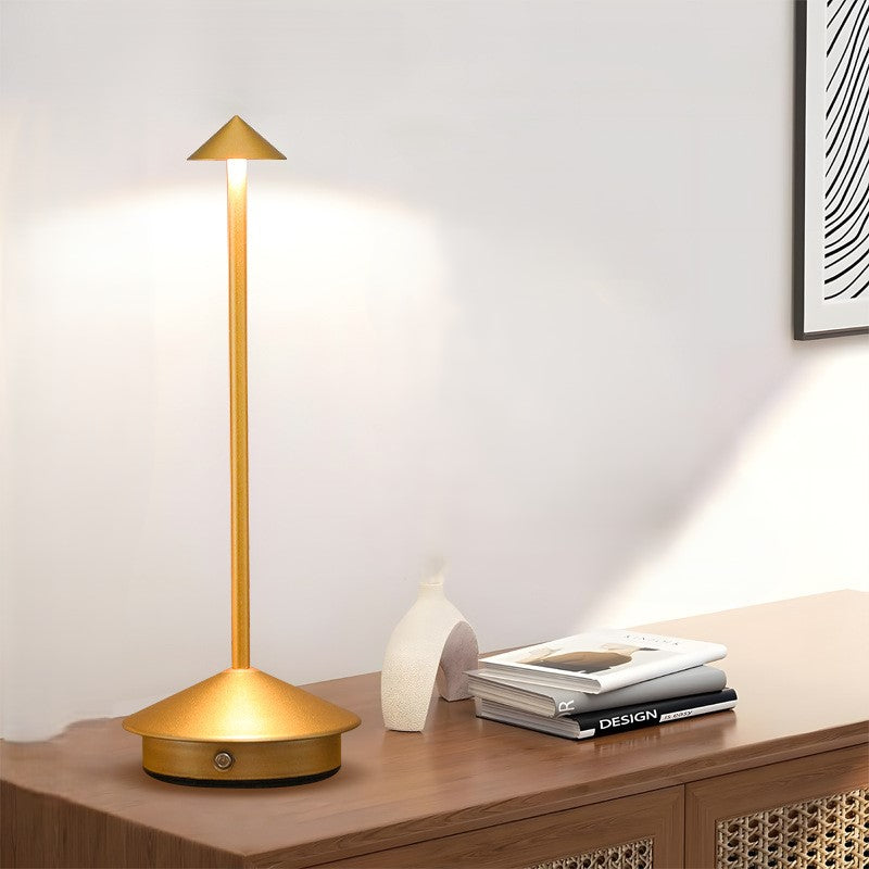 Contemporary Creative Cone Mushroom Aluminum Acrylic LED Table Lamp For Bedroom Lumendat