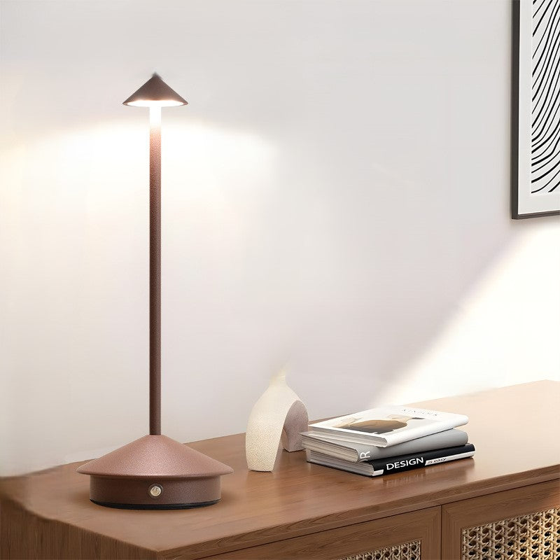 Contemporary Creative Cone Mushroom Aluminum Acrylic LED Table Lamp For Bedroom Lumendat