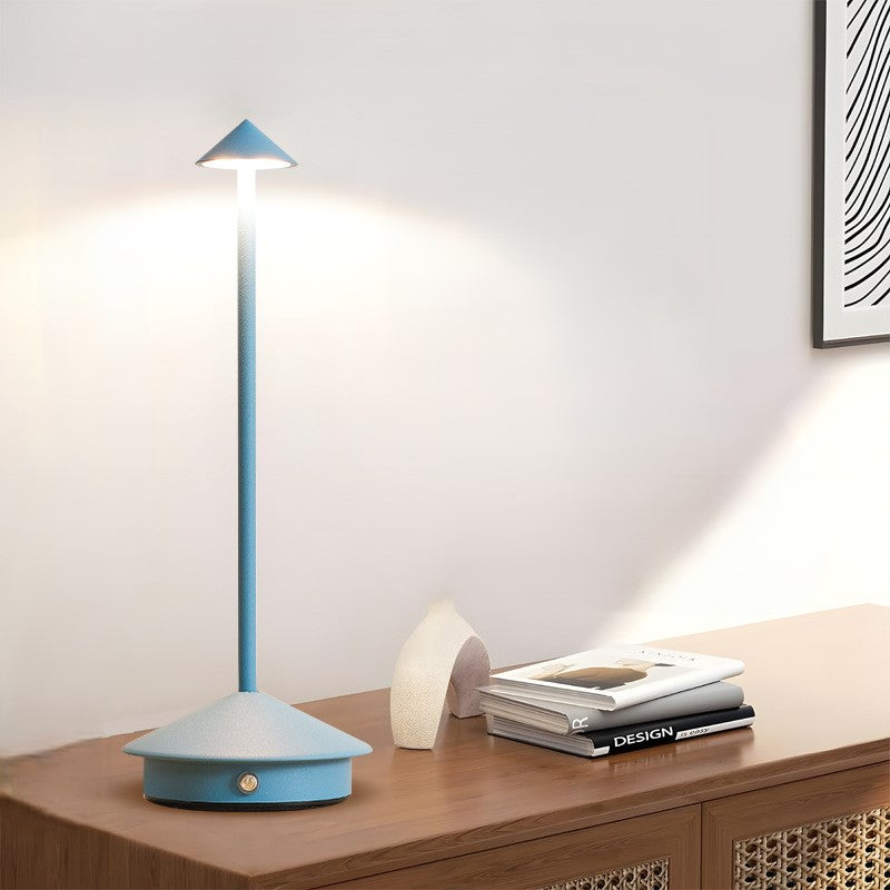 Contemporary Creative Cone Mushroom Aluminum Acrylic LED Table Lamp For Bedroom Lumendat