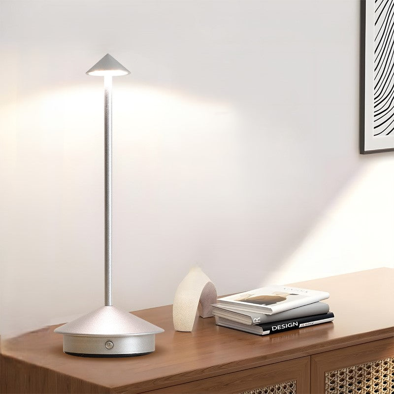 Contemporary Creative Cone Mushroom Aluminum Acrylic LED Table Lamp For Bedroom Lumendat
