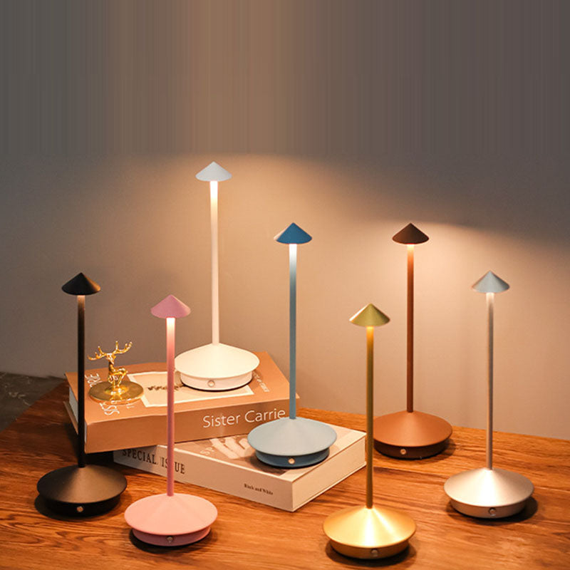 Contemporary Creative Cone Mushroom Aluminum Acrylic LED Table Lamp For Bedroom Lumendat