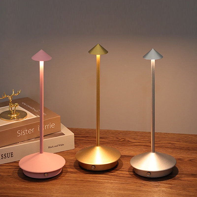 Contemporary Creative Cone Mushroom Aluminum Acrylic LED Table Lamp For Bedroom Lumendat