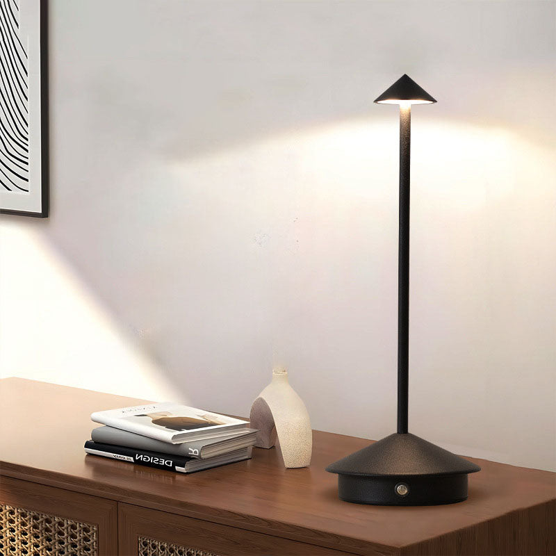 Contemporary Creative Cone Mushroom Aluminum Acrylic LED Table Lamp For Bedroom Lumendat
