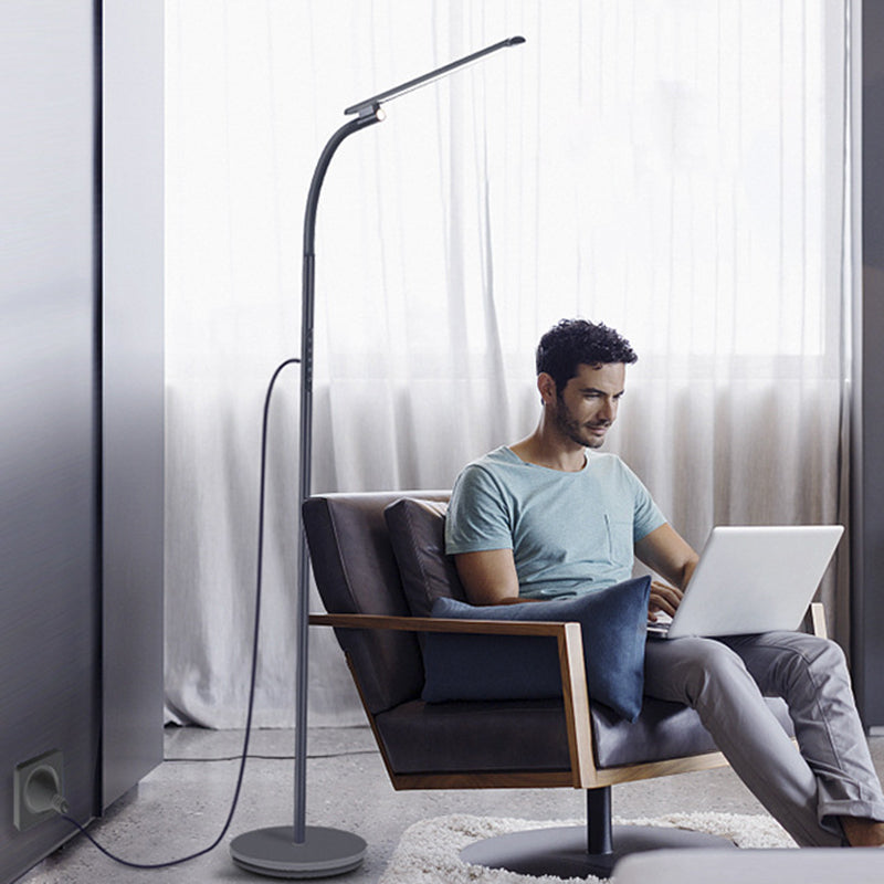 Modern Minimalist Long Pole Rectangular ABS Aluminum LED Standing Floor Lamp For Living Room Lumendat