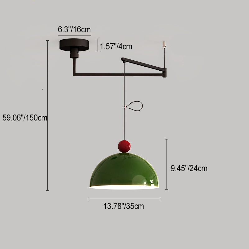 Contemporary Scandinavian Semicircle Ball Long Iron LED Pendant Light For Living Room