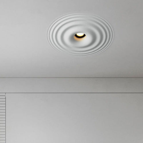 Contemporary Creative Ripple Round Plaster 1-Light Flush Mount Ceiling Light For Living Room