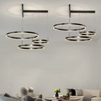 Contemporary Scandinavian Round Multi Tier T-Base Aluminum Acrylic LED Pendant Light For Living Room
