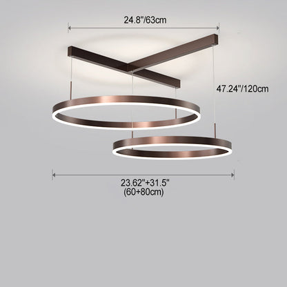 Contemporary Scandinavian Round Multi Tier T-Base Aluminum Acrylic LED Pendant Light For Living Room