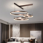 Contemporary Scandinavian Round Multi Tier T-Base Aluminum Acrylic LED Pendant Light For Living Room