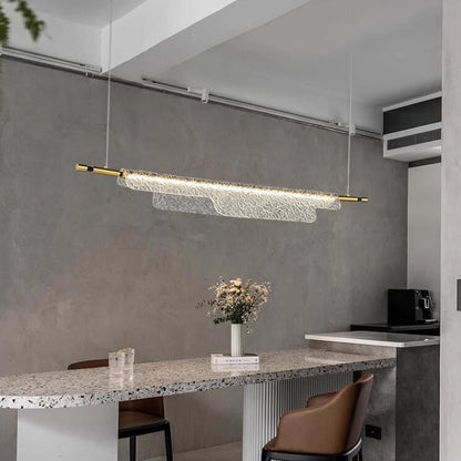 Contemporary Scandinavian Long Ribbon Water Ripple Dot Iron Aluminum Acrylic LED Pendant Light Island Light For Dining Room