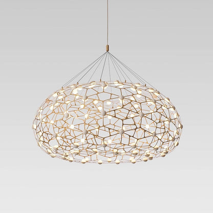 Contemporary Creative Oval Bird's Nest Stainless Steel PC LED Pendant Light For Living Room