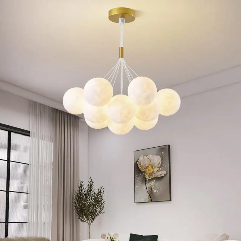 Contemporary Creative Branch Bubbles Iron Resin 7/13 Light Chandelier for Living Room BulbSquare