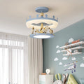 Contemporary Creative Cartoon Kids Round Carousel Iron Pe LED Semi-flush Mount Lighting for Bedroom