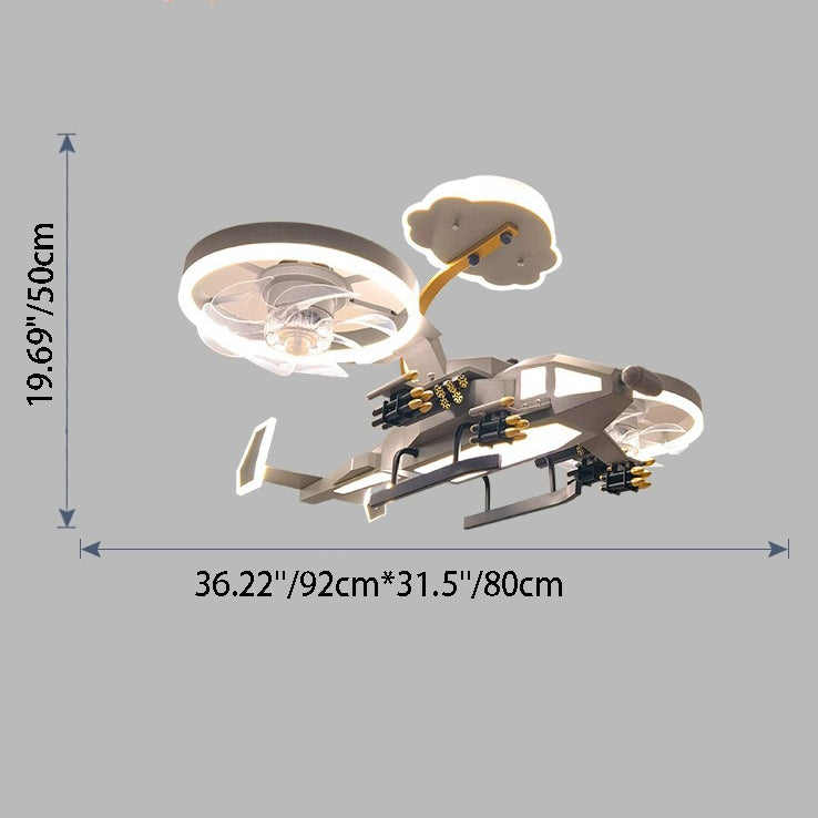 Lumendat Contemporary Creative Kids Airplane Acrylic LED Flush Mount Ceiling Fan Light For Bedroom Lumendat