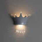 Lumendat Contemporary Scandinavian Kids Crown Water Drops Resin Crystal 2-Light Wall Sconce Lamp For Bedroom Lumendat