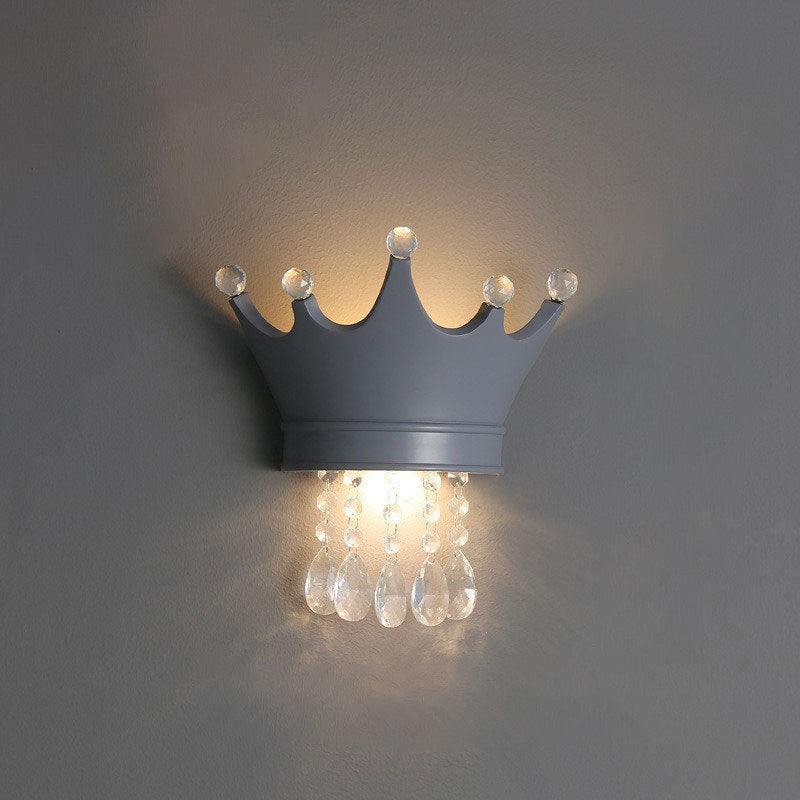 Lumendat Contemporary Scandinavian Kids Crown Water Drops Resin Crystal 2-Light Wall Sconce Lamp For Bedroom Lumendat