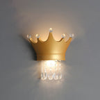 Lumendat Contemporary Scandinavian Kids Crown Water Drops Resin Crystal 2-Light Wall Sconce Lamp For Bedroom Lumendat