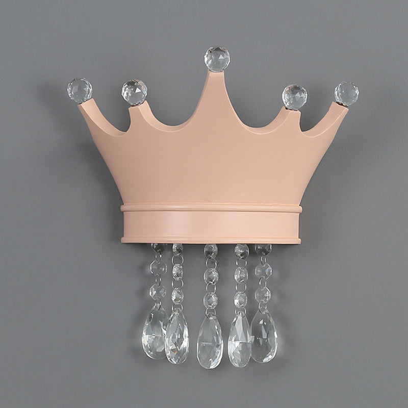 Lumendat Contemporary Scandinavian Kids Crown Water Drops Resin Crystal 2-Light Wall Sconce Lamp For Bedroom Lumendat