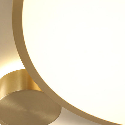 Modern Minimalist Round Combination Copper Acrylic LED Flush Mount Ceiling Light For Bedroom