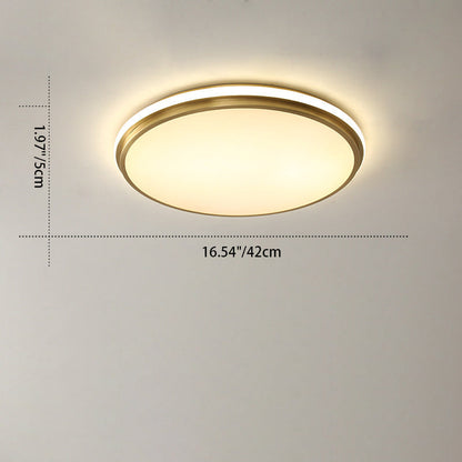 Contemporary Scandinavian Round Copper Acrylic LED Flush Mount Ceiling Light For Bedroom